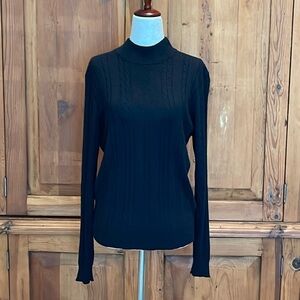 DOOR COUNTY SILK & CASHMERE MOCK NECK CABLE KNIT SWEATER Sz. 8